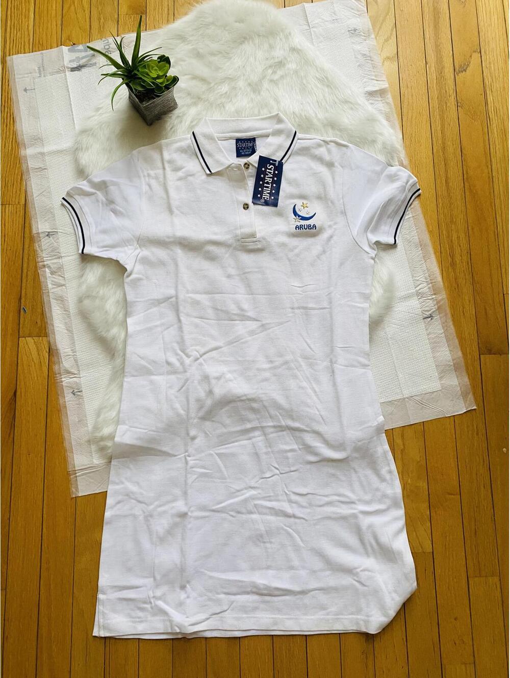 Startime Women's White Polo Dress Aruba Embroidered XL